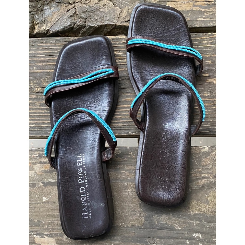 Harold Powell Leather Beaded Sandals Sz 8.5AA